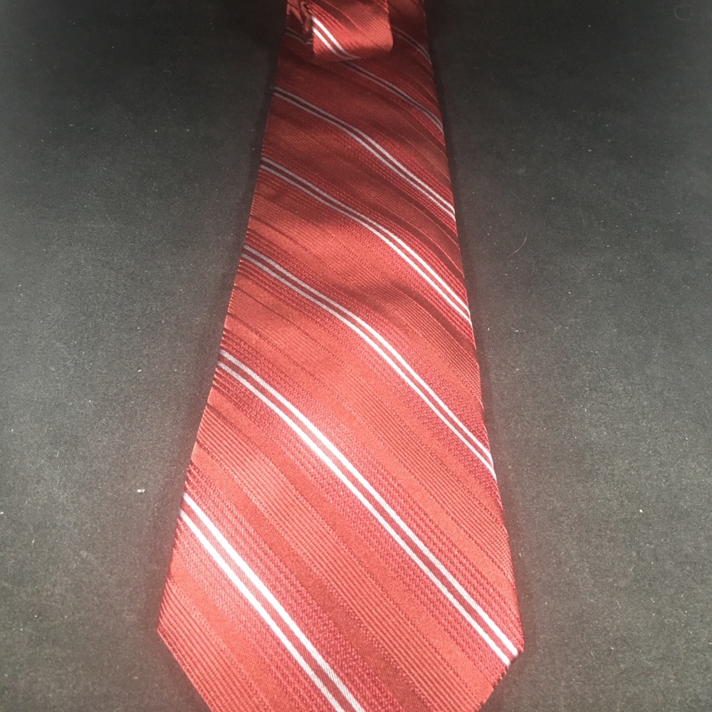 DKNY - BURGUNDY RED STRIPED - SILK NECK TIE New